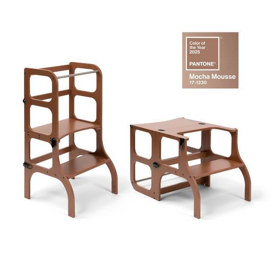 Edizione Limitata • STEP'n'SIT® Torre Apprendimento Montessoriana - Tavolo • Pantone Colore dell'Anno 2025