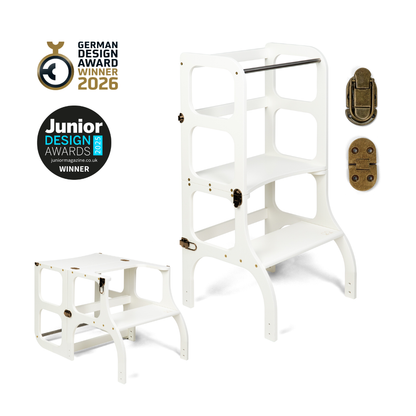STEP'n'SIT® • Montessori torre - mesa de aprendizaje • Multifuncional 2 en 1