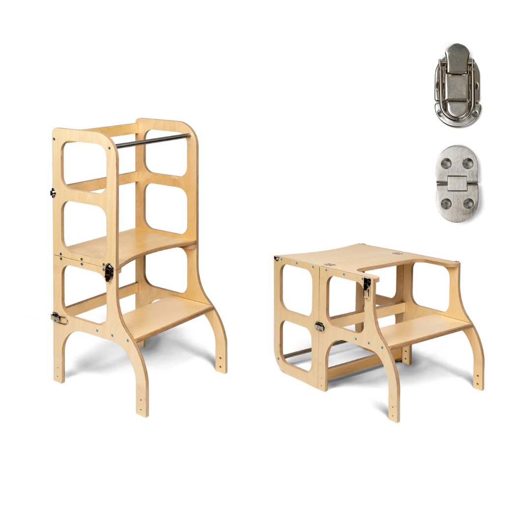 STEP'n'SIT® • Wandelbare Montessori Lernturm + Tisch, 2 in 1