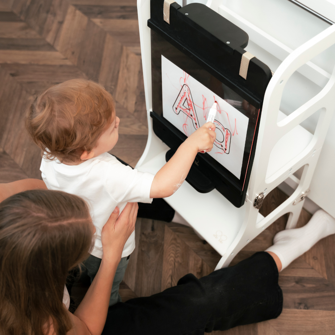 Tavola da Disegno Doppia Faccia • Accessorio per Torri Montessori e Giochi da Arrampicata