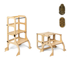 STEP'n'SIT® • Wandelbare Montessori Lernturm + Tisch, 2 in 1