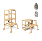 STEP'n'SIT® • Wandelbare Montessori Lernturm + Tisch, 2 in 1