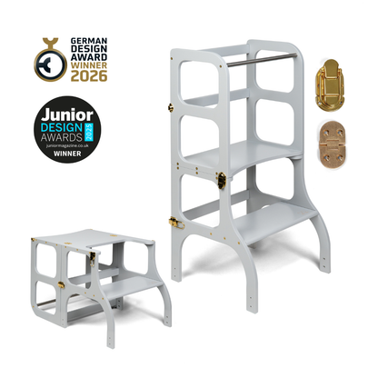 STEP'n'SIT® • Montessori torre - mesa de aprendizaje • Multifuncional 2 en 1