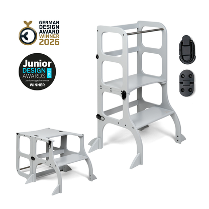 STEP'n'SIT® • Montessori torre - mesa de aprendizaje • Multifuncional 2 en 1