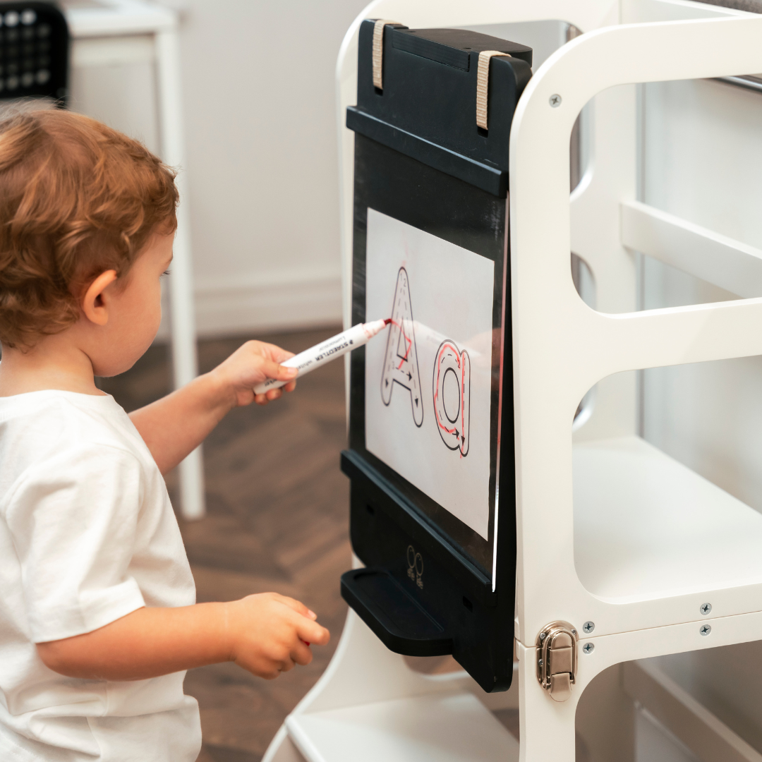 Tavola da Disegno Doppia Faccia • Accessorio per Torri Montessori e Giochi da Arrampicata