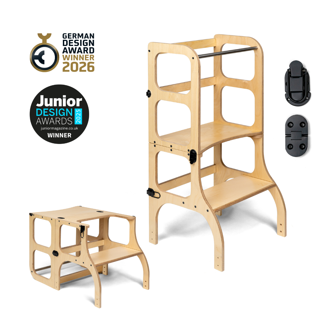 STEP'n'SIT® • Montessori torre - mesa de aprendizaje • Multifuncional 2 en 1