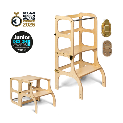 STEP'n'SIT® • Montessori torre - mesa de aprendizaje • Multifuncional 2 en 1